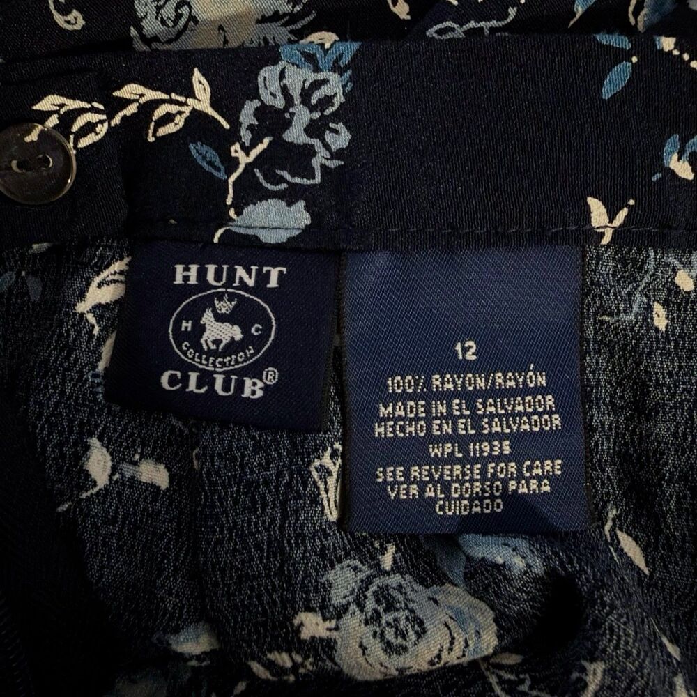 Vtg Navy Blue Ditsy Floral Maxi Skirt Cottagecore Boho Fits Sz 6 Flowy 90s - Picture 12 of 13
